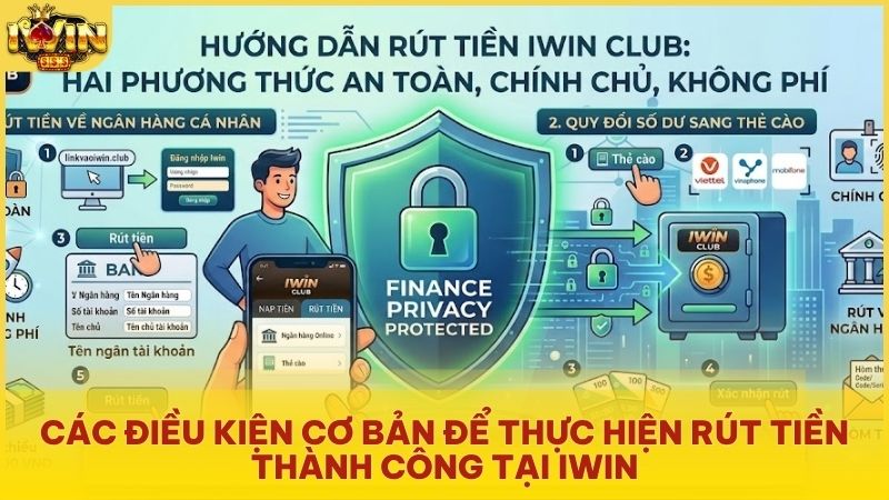Hướng dẫn quy trình 5 bước rút tiền ngân hàng bảo mật và 4 bước đổi thẻ cào tiện lợi tại cổng game Iwin Club.